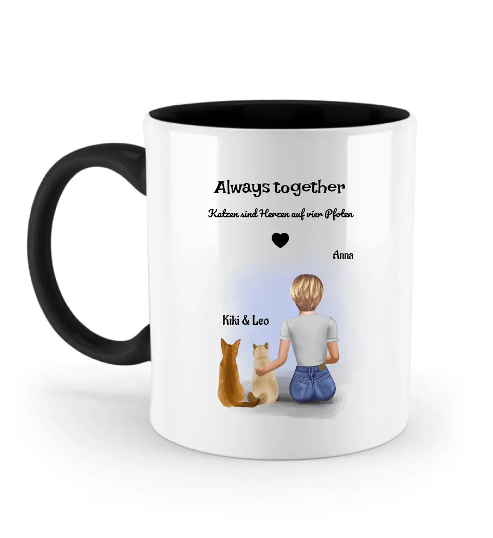 Katzenmama 2 Katzen Tasse personalisiert - Cantty