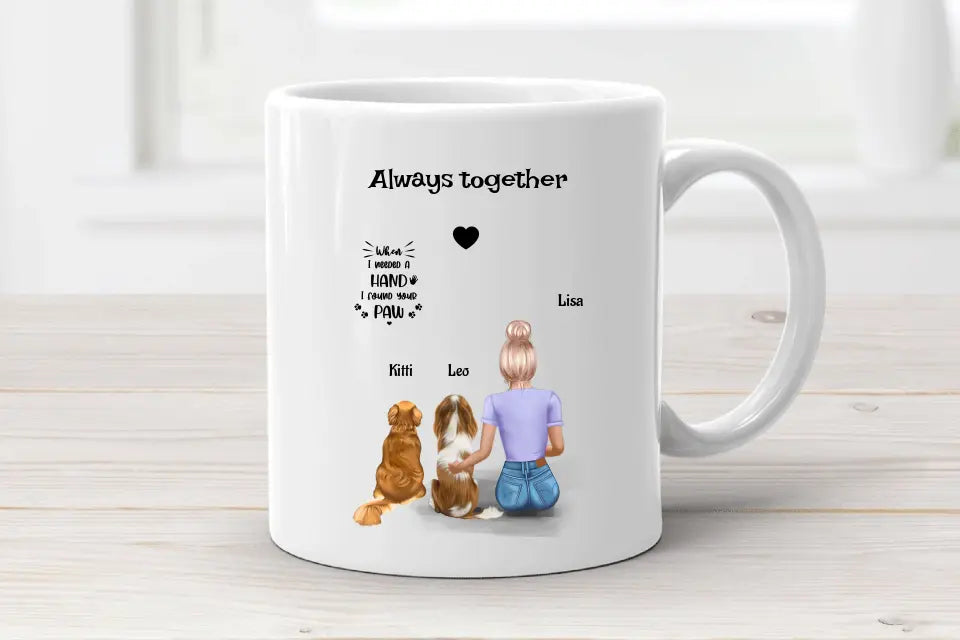 Hundeliebhaberin Tasse personalisiert mit 2 Hunde - Cantty