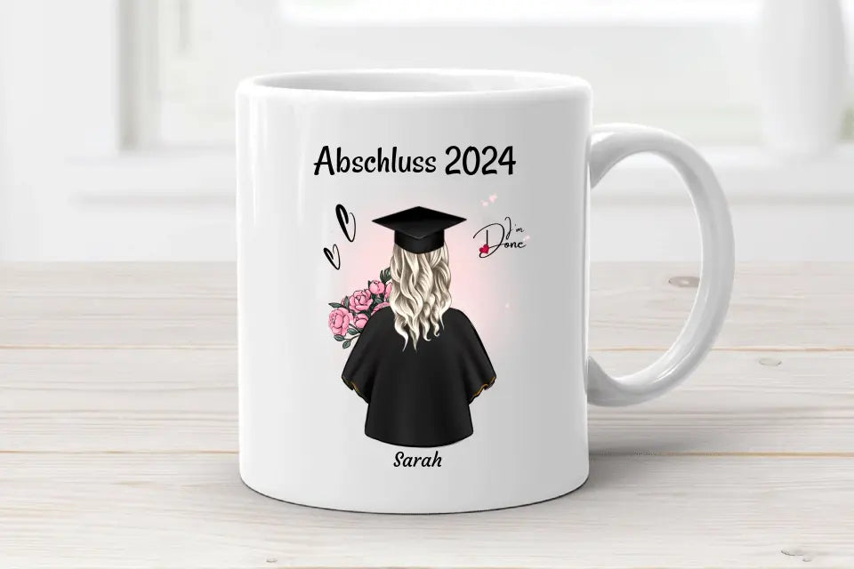 Tochter Abschluss Tasse Geschenk zum Abitur, Bachelor oder Ausbildung personalisiert - Cantty