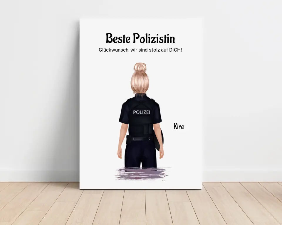 Geschenk Polizistin Leinwand personalisiert - Cantty