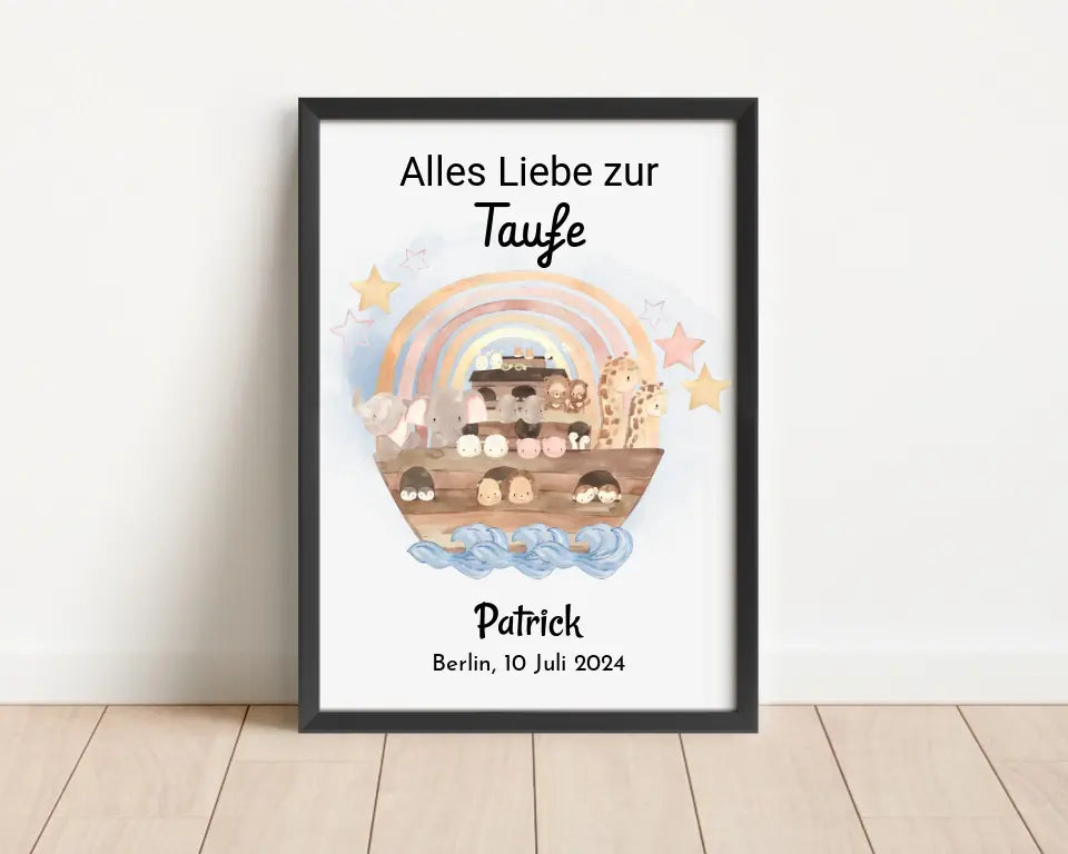 Junge Taufe Geschenk Bild mit Name und Taufdatum personalisiert - Cantty