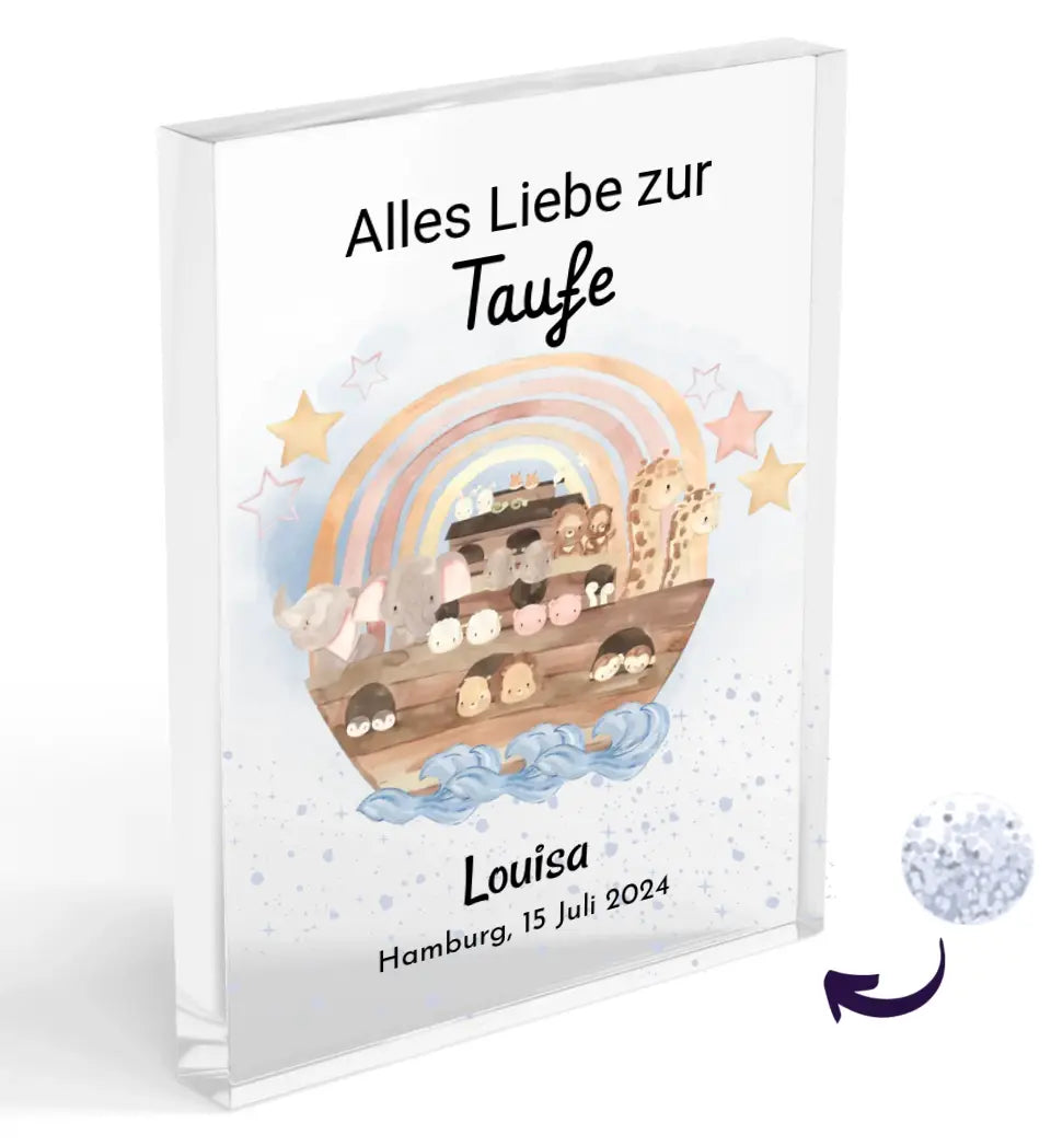 Taufe Geschenk für Mädchen Acrylglas mit Konfetti