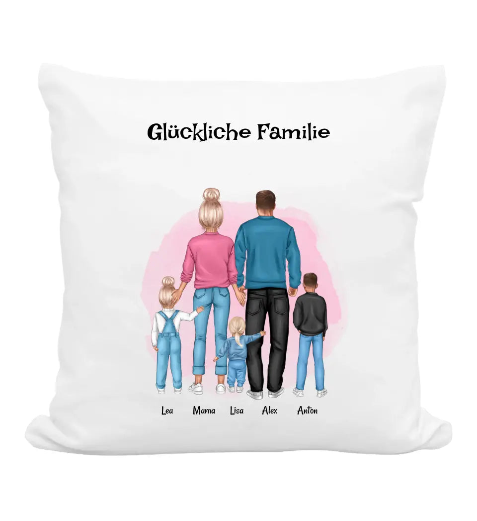 Personalisiertes Familie mit Kindern Kissen Geschenk