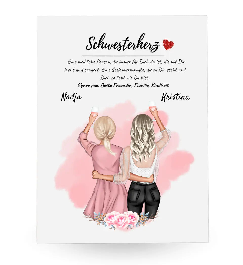 Schwester Acrylglas Bild Geschenk personalisiert