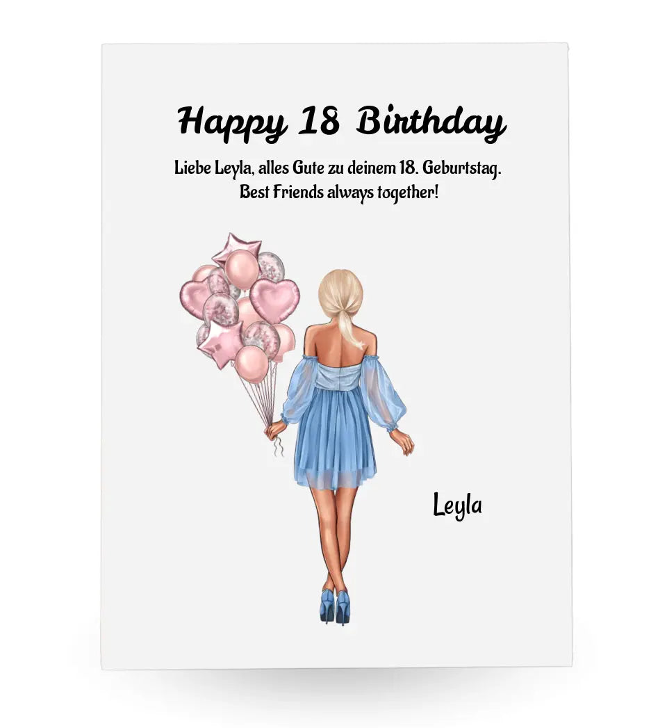 Happy 18 Birthday Mädchen Acrylglas Geschenk personalisiert