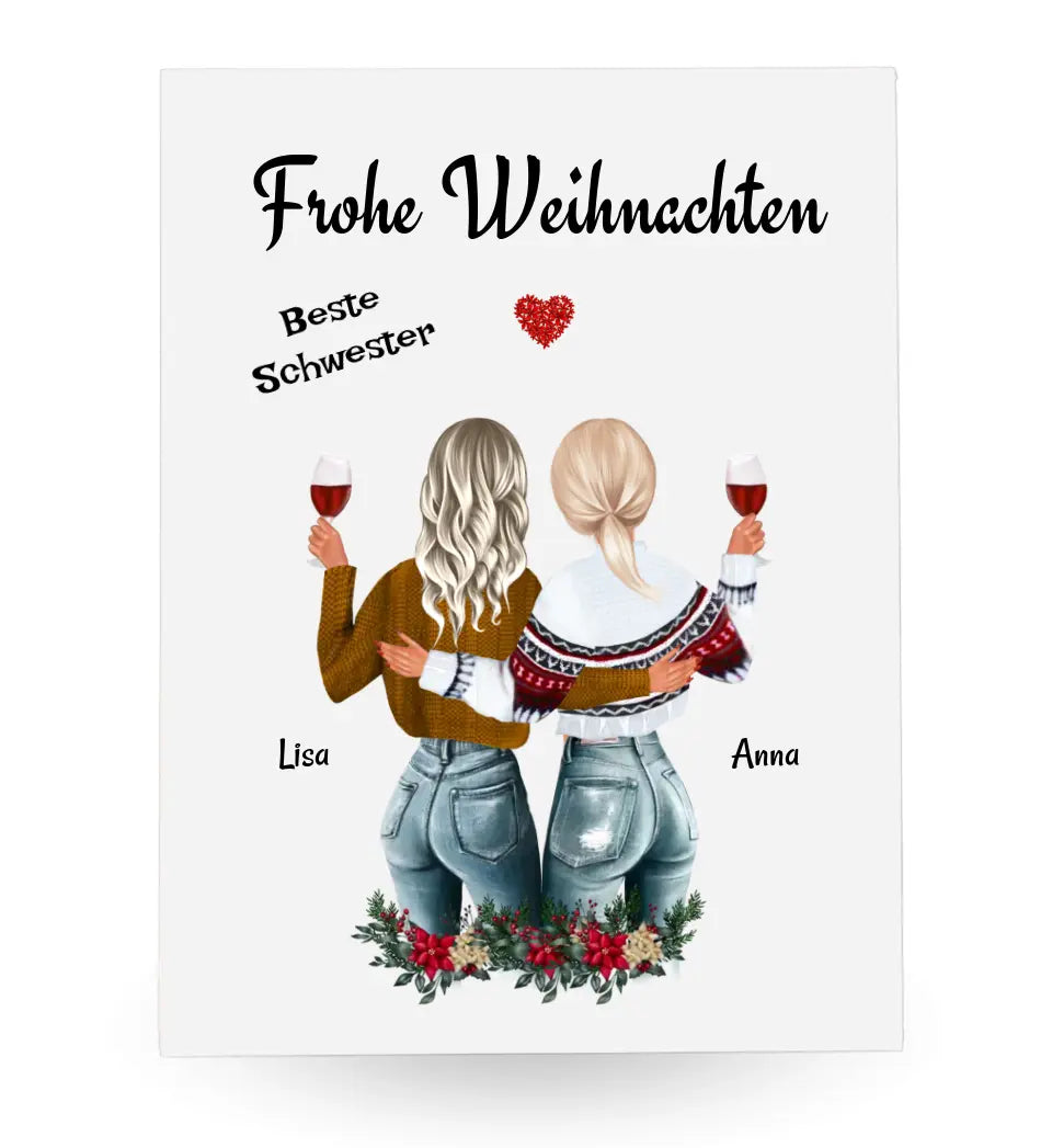 Acrylglas Bild für Schwester Weihnachtsgeschenk personalisiert