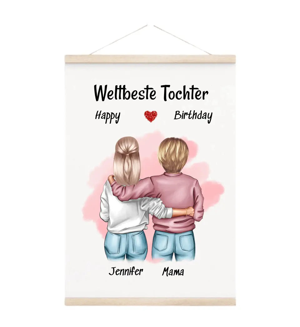 Mutter Tochter personalisiertes Leinwandbild zum Geburtstag