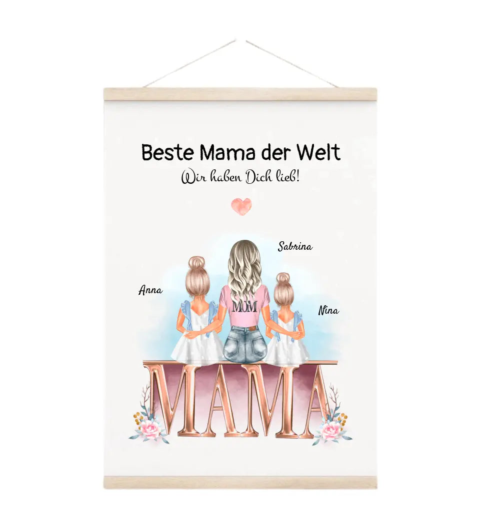 Leinwandbild Mutter und 2 kleine Töchter Geschenk