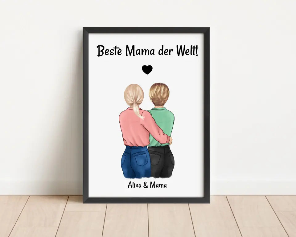 Mutter Tochter Bild personalisiert, Geschenk Muttertag und Geburtstag