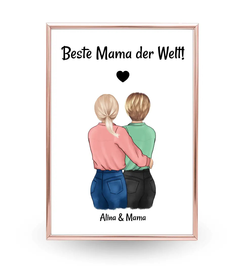 Mutter Tochter Bild personalisiert, Geschenk Muttertag und Geburtstag