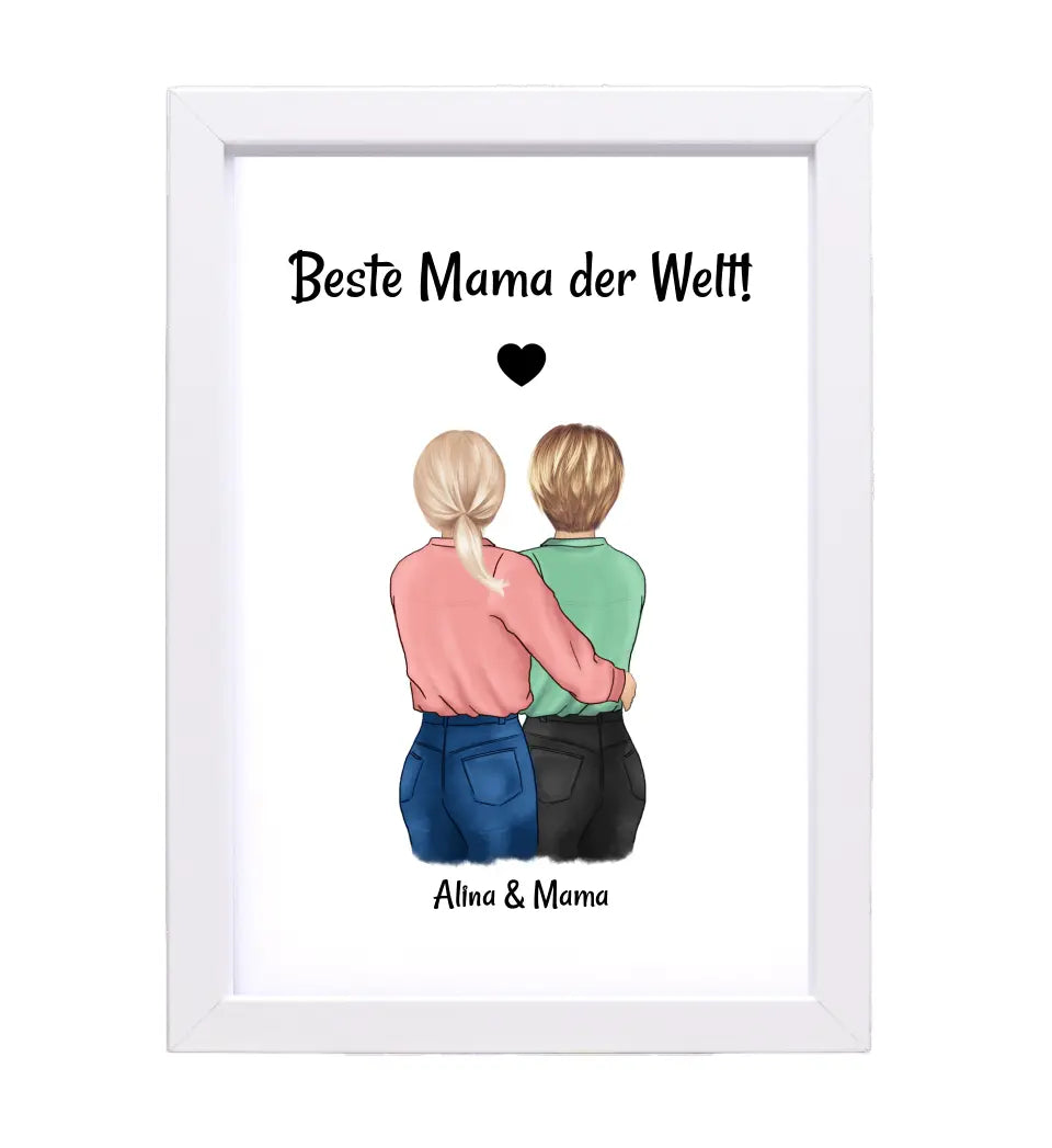 Mutter Tochter Bild personalisiert, Geschenk Muttertag und Geburtstag