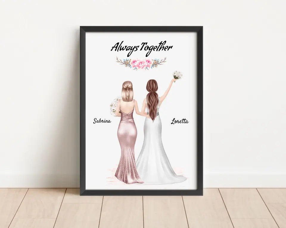 Beste Freundin Braut Bild personalisiert Hochzeit Geschenk