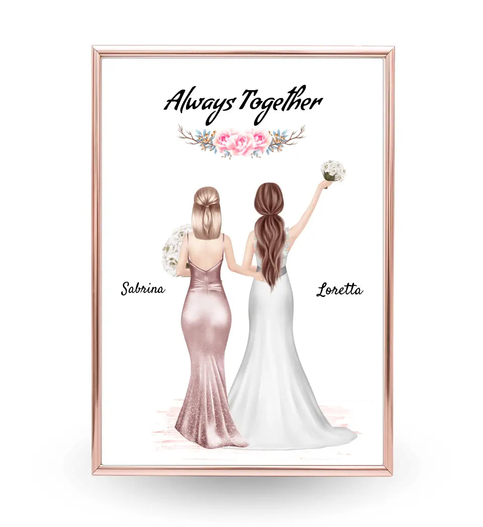 Beste Freundin Braut Bild personalisiert Hochzeit Geschenk