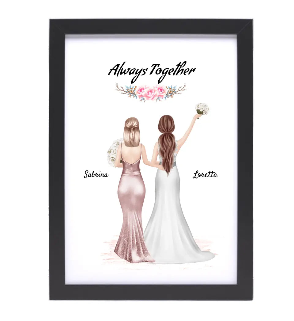 Beste Freundin Braut Bild personalisiert Hochzeit Geschenk