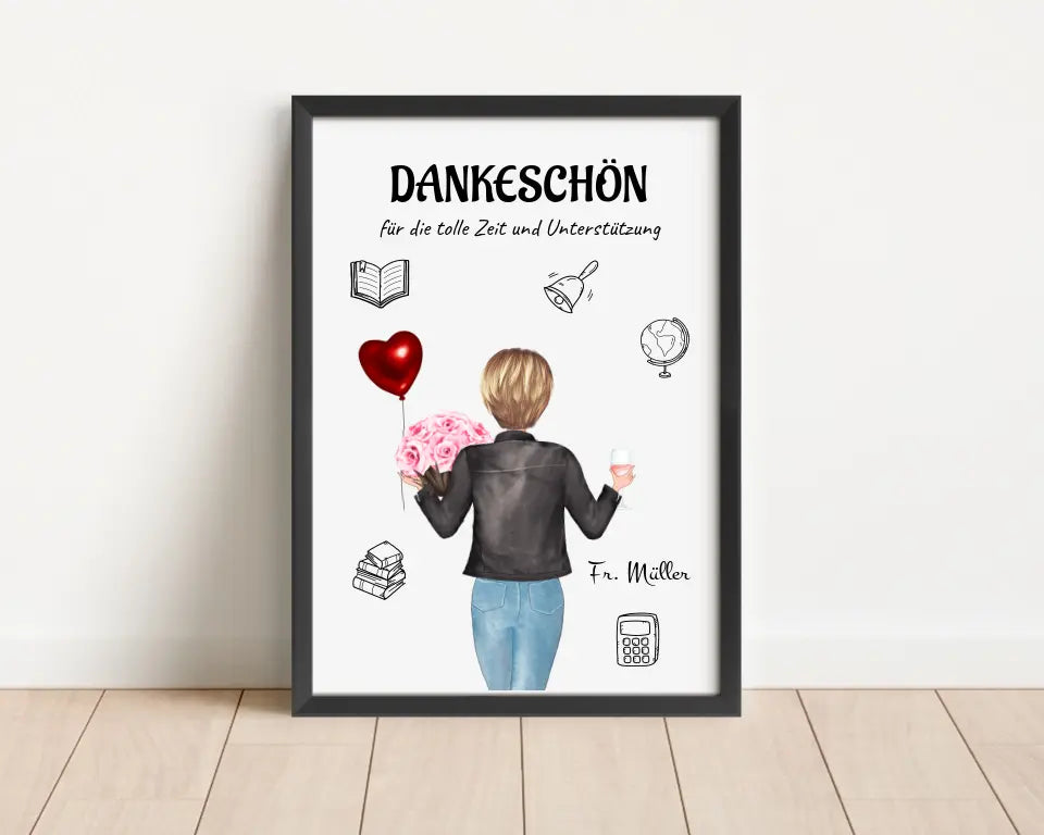 Lehrerin Bild Geschenk personalisiert