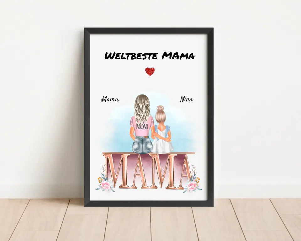 Mutter kleine Tochter Bild Geschenk personalisiert