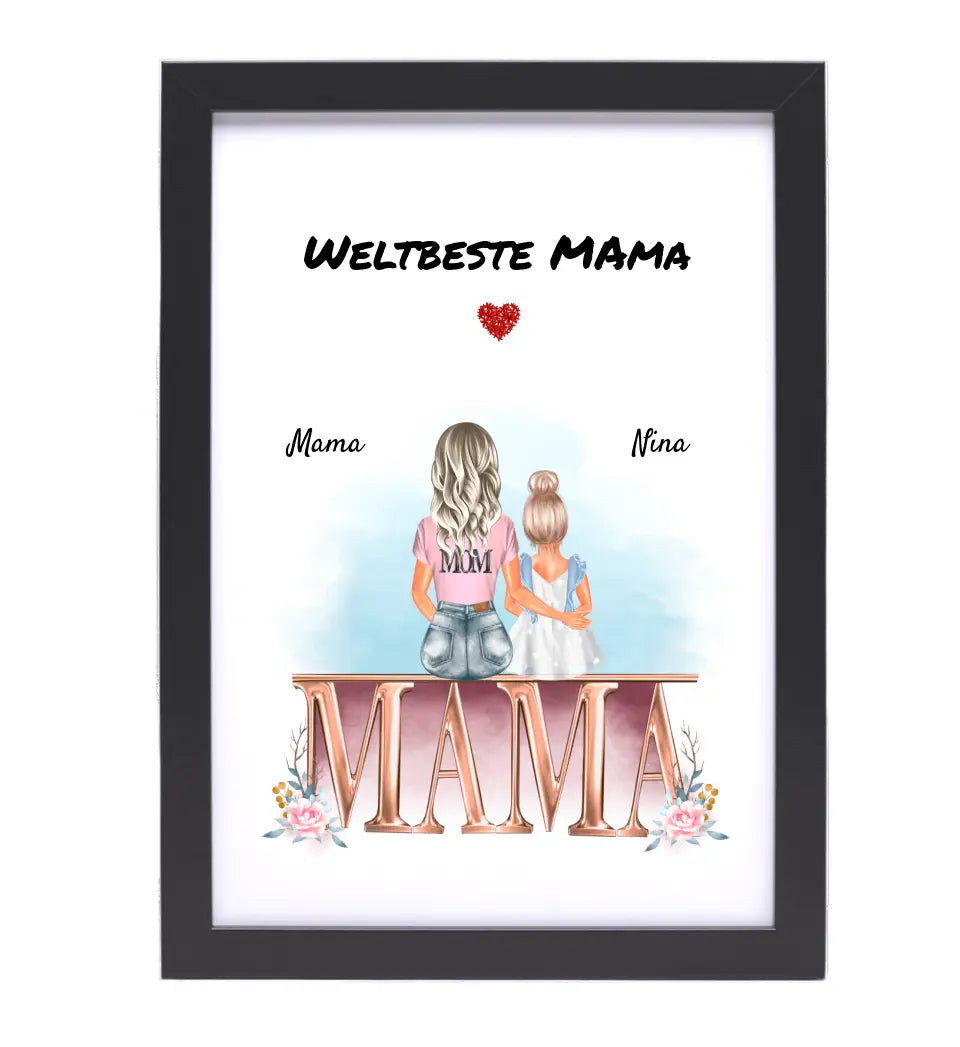 Mutter kleine Tochter Bild Geschenk personalisiert