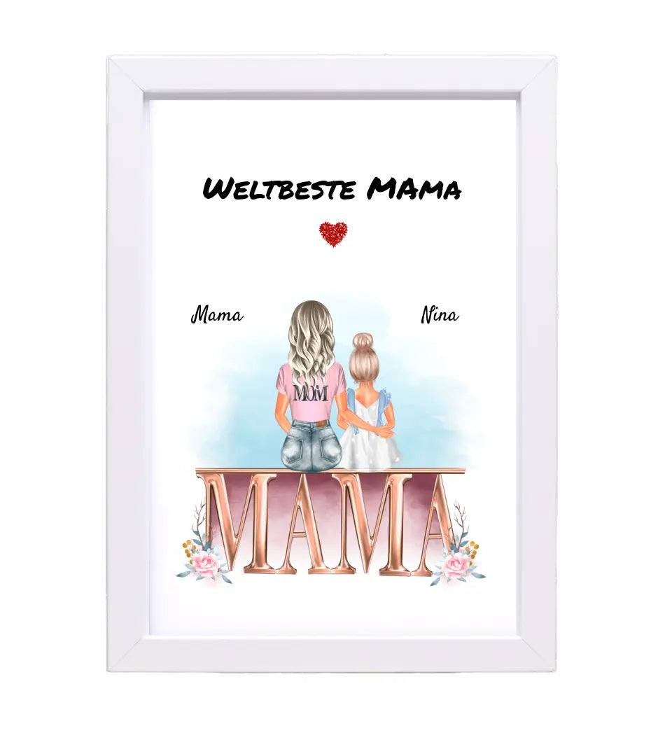 Mutter kleine Tochter Bild Geschenk personalisiert