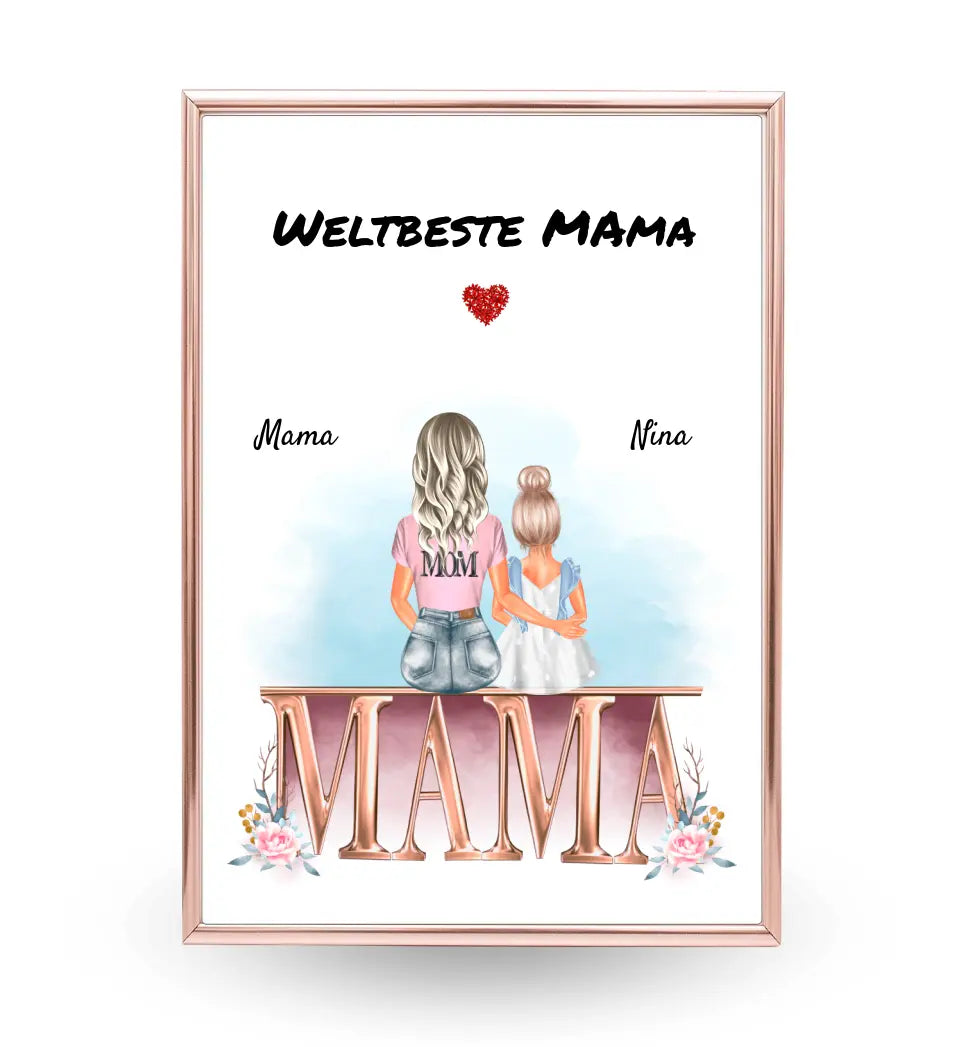 Mutter kleine Tochter Bild Geschenk personalisiert