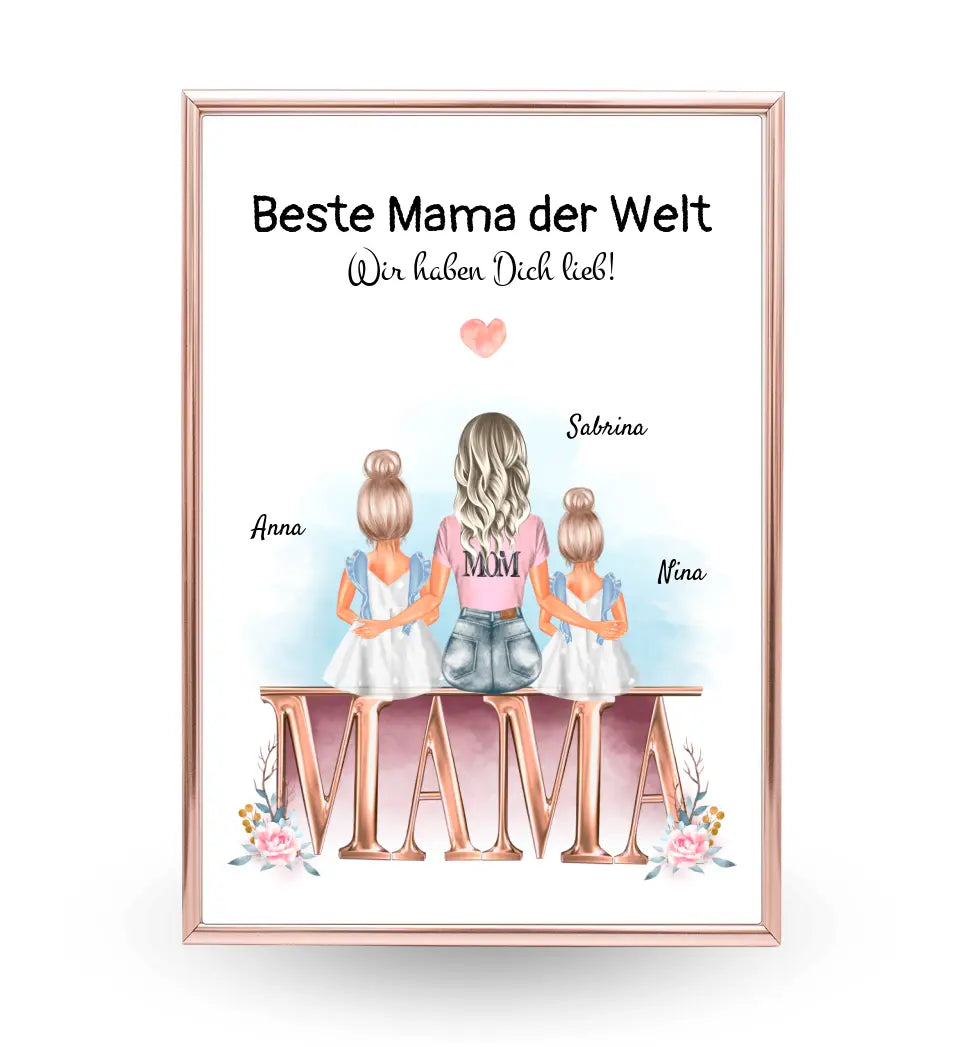 Mutter und 2 kleine Töchter Bild personalisiert