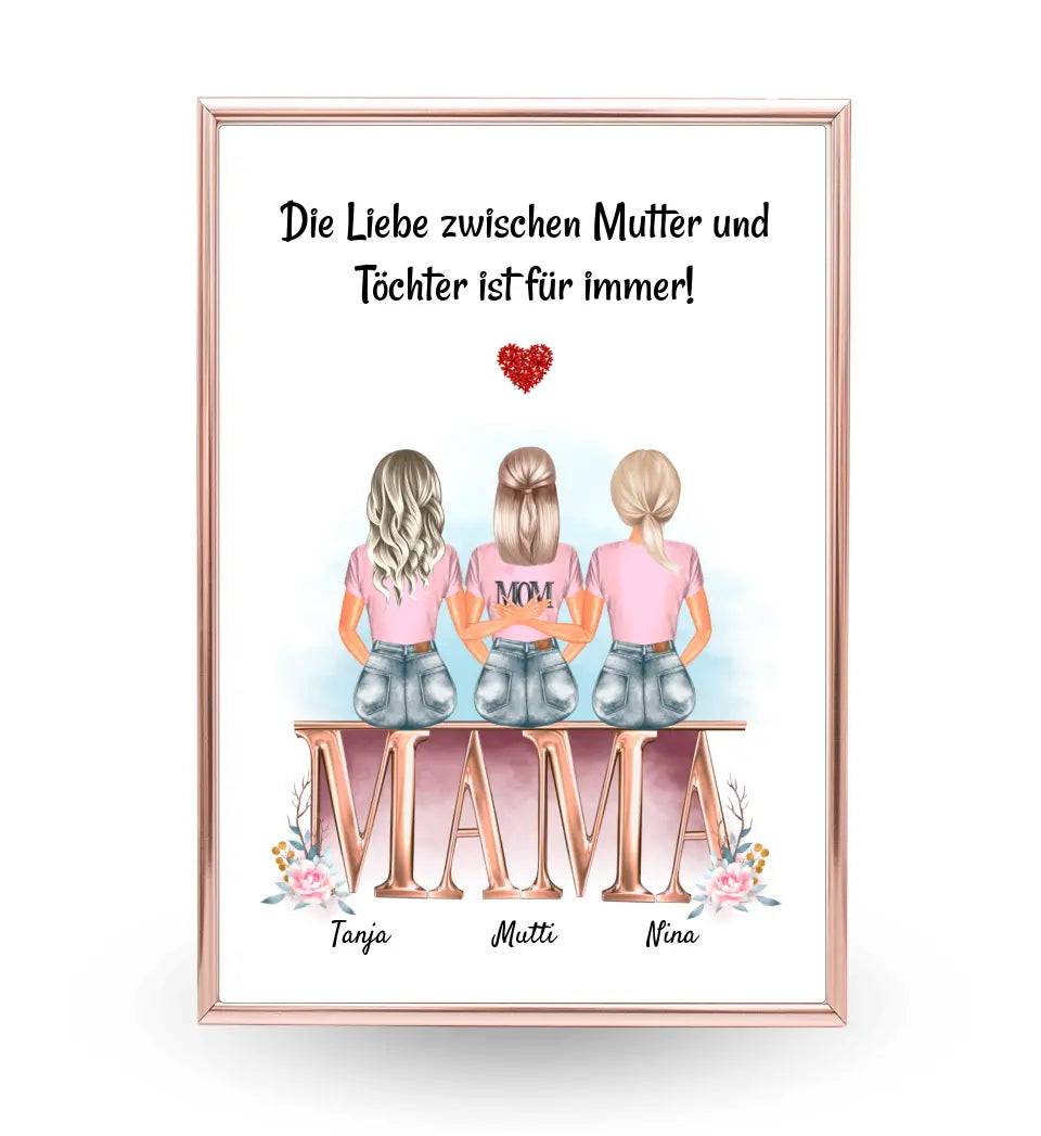 Geschenk Mutter 2 Töchter Poster personalisiert