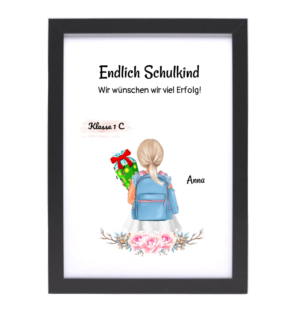 Schulkind Mädchen Einschulung Bild Geschenk