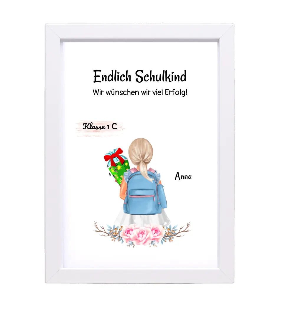 Schulkind Mädchen Einschulung Bild Geschenk