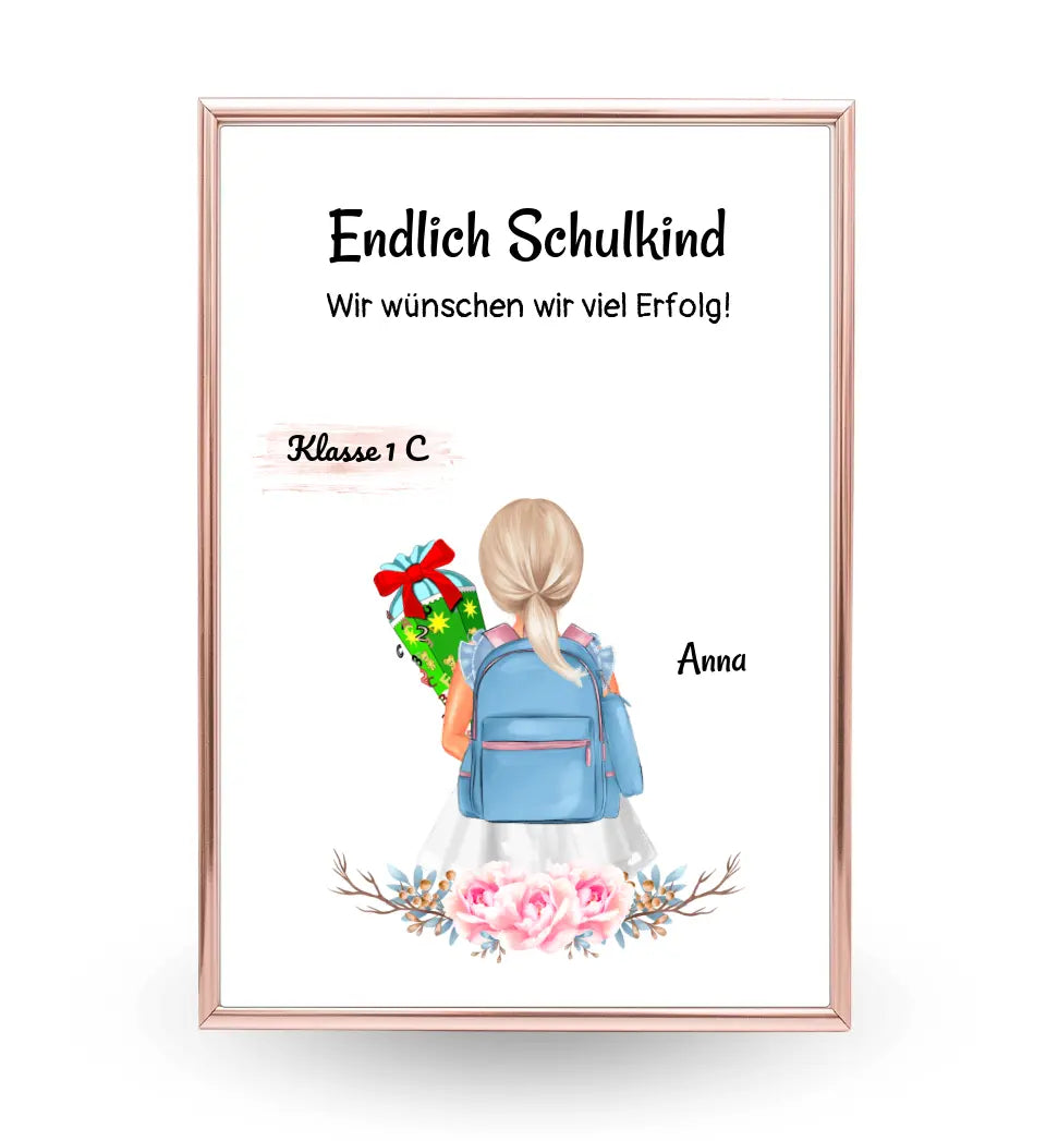 Schulkind Mädchen Einschulung Bild Geschenk