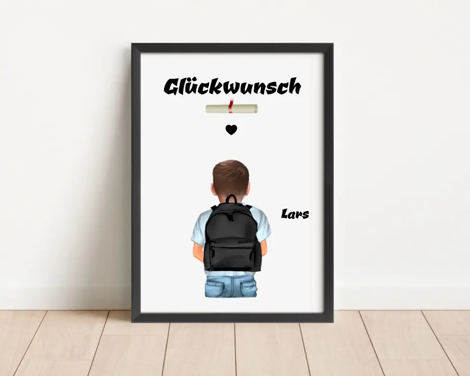 Zeugnis Bild Geschenk personalisiert für Junge