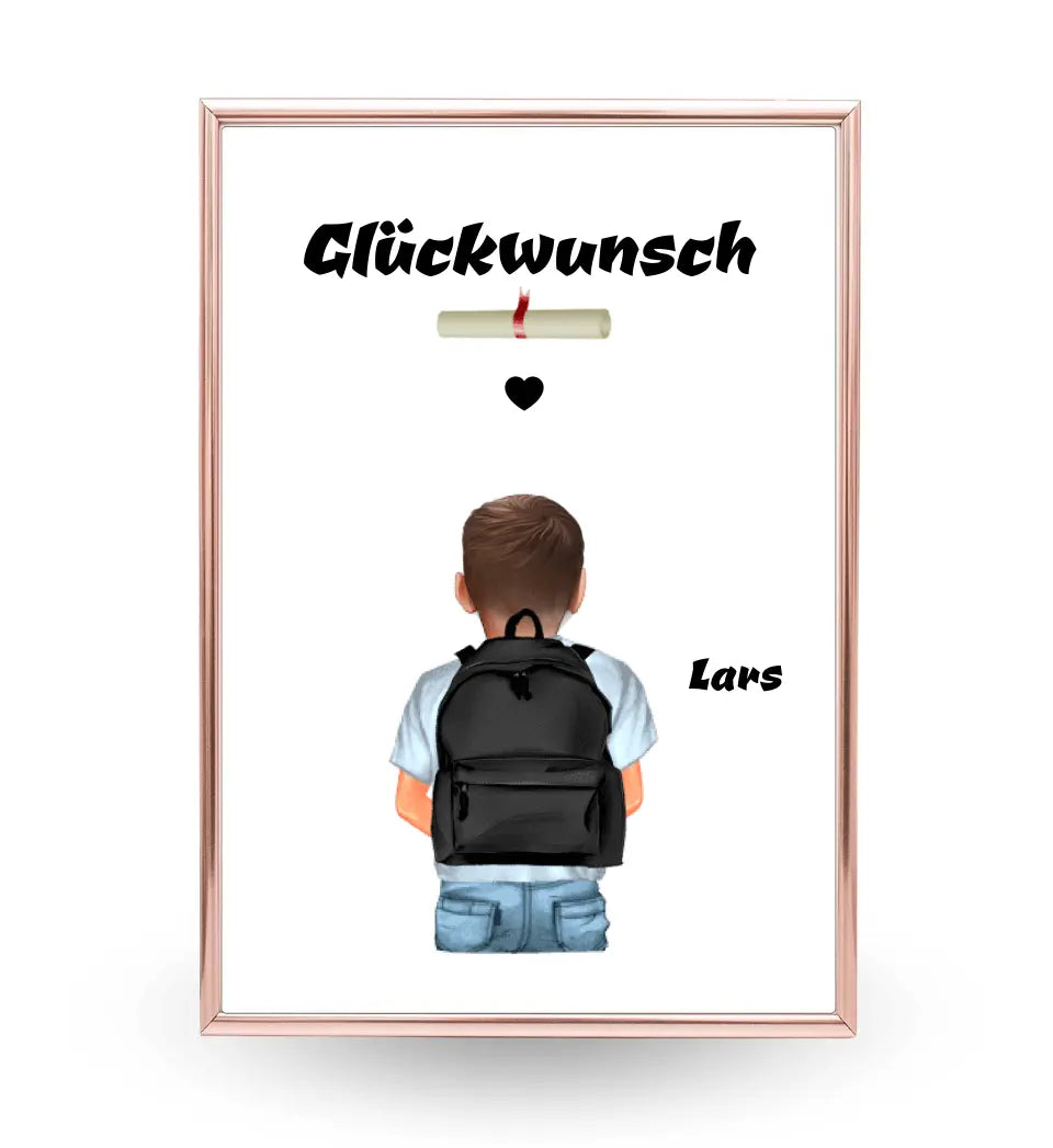 Zeugnis Bild Geschenk personalisiert für Junge