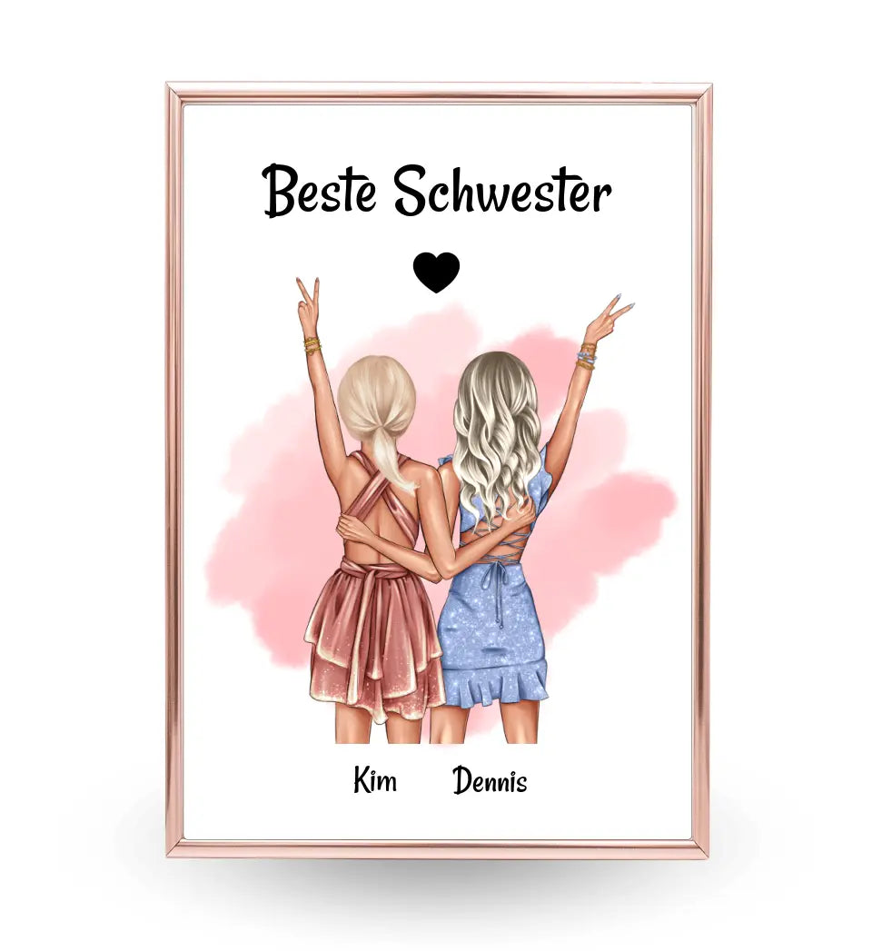 Last Minute Geschenk Schwester Bild personalisiert