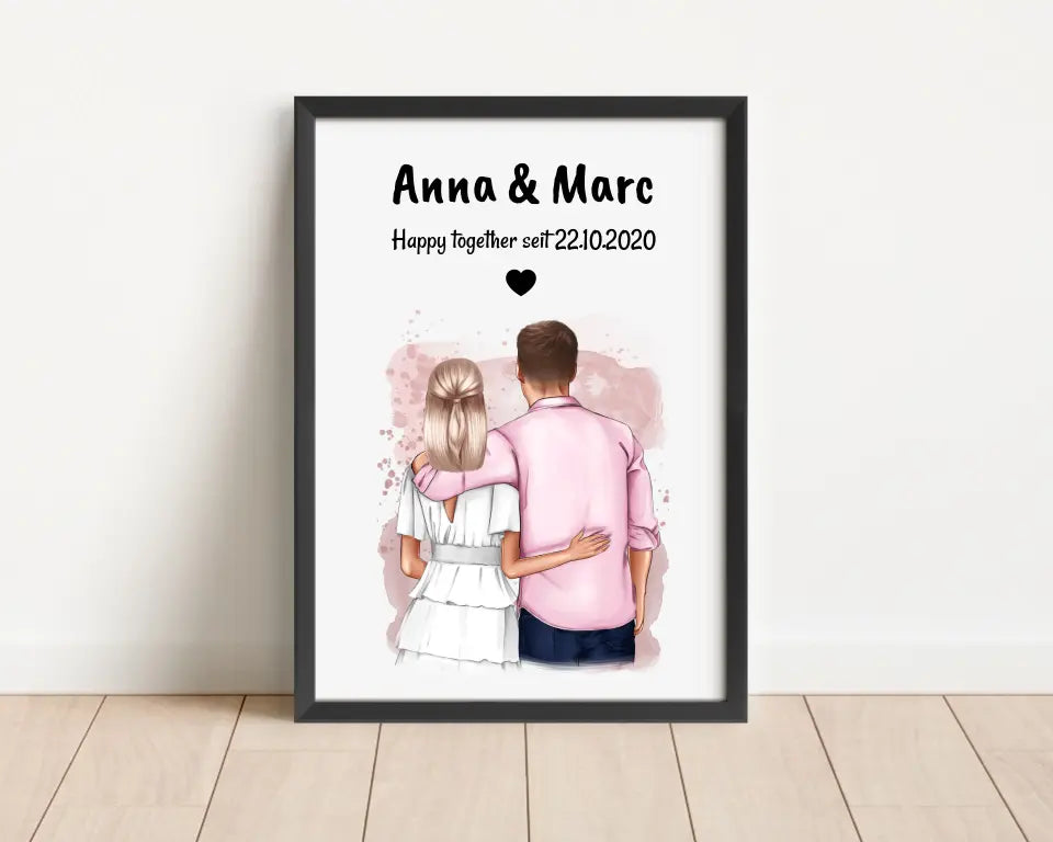 Hochzeitstag Geschenk Paar Poster personalisiert