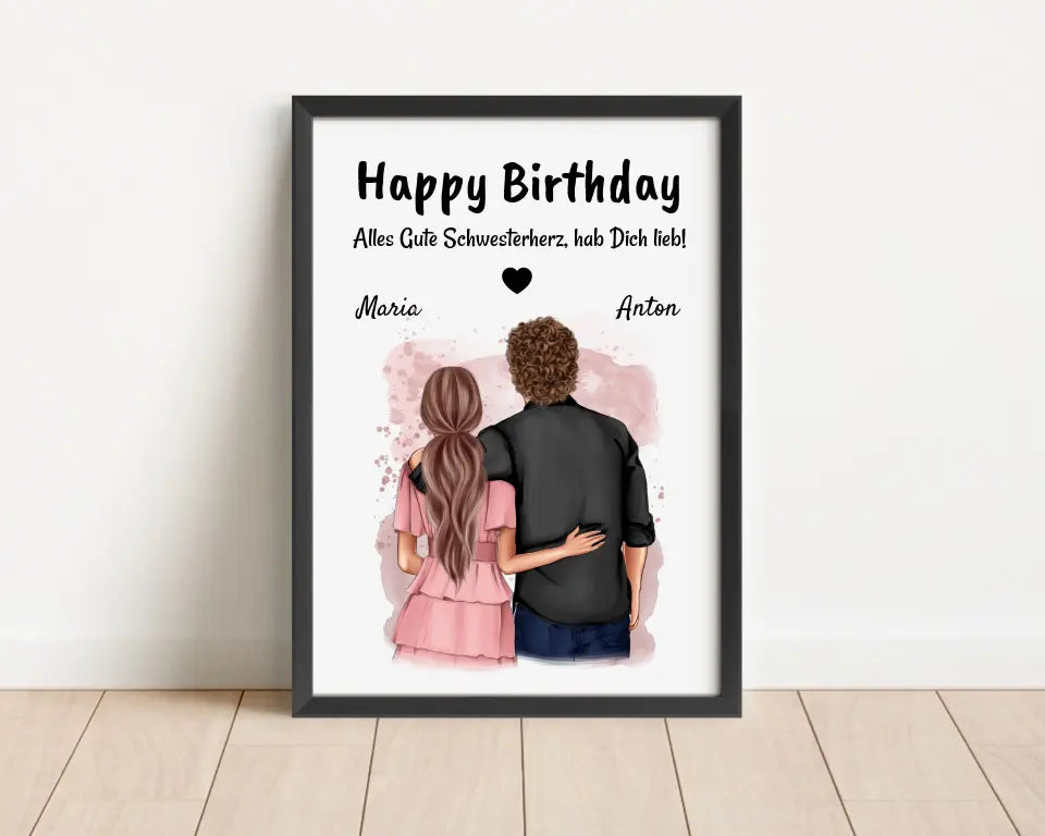 Schwester Bruder Geburtstag Geschenk Bild