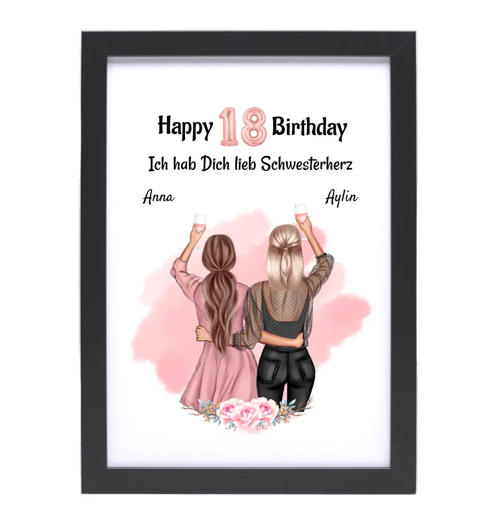 Schwester Geburtstagsgeschenk Poster personalisiert