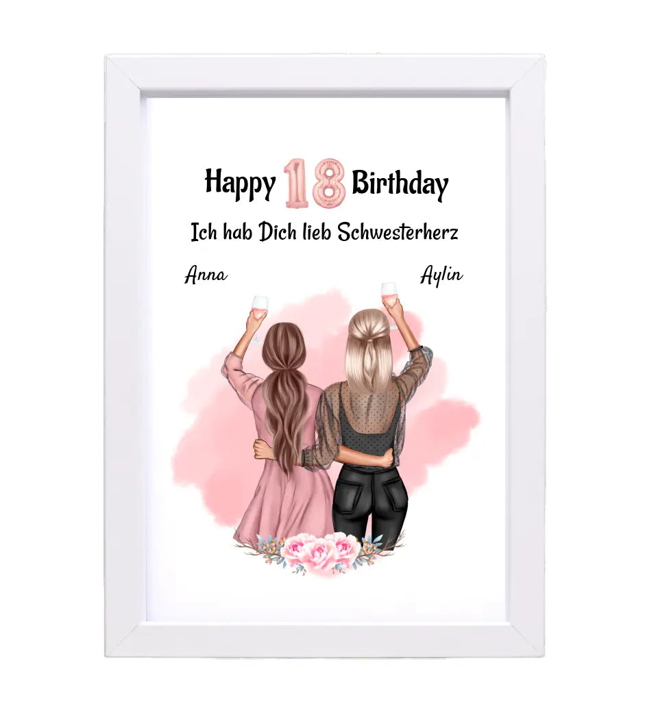 Schwester Geburtstagsgeschenk Poster personalisiert