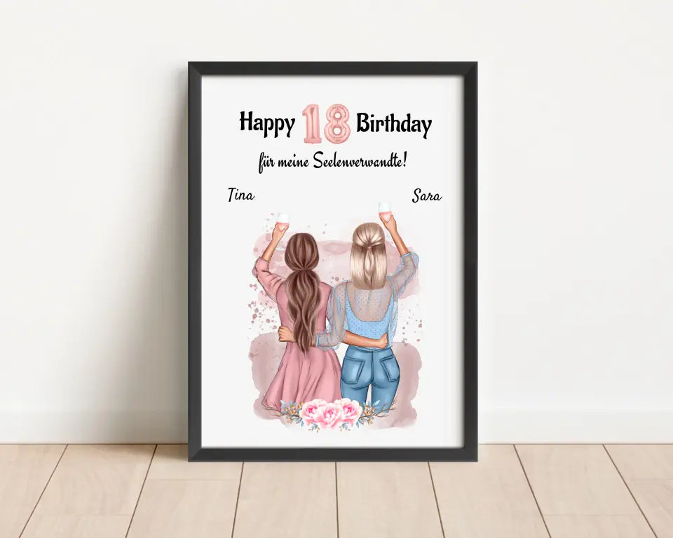 Beste Freundin 18 Geburtstag Geschenk Poster