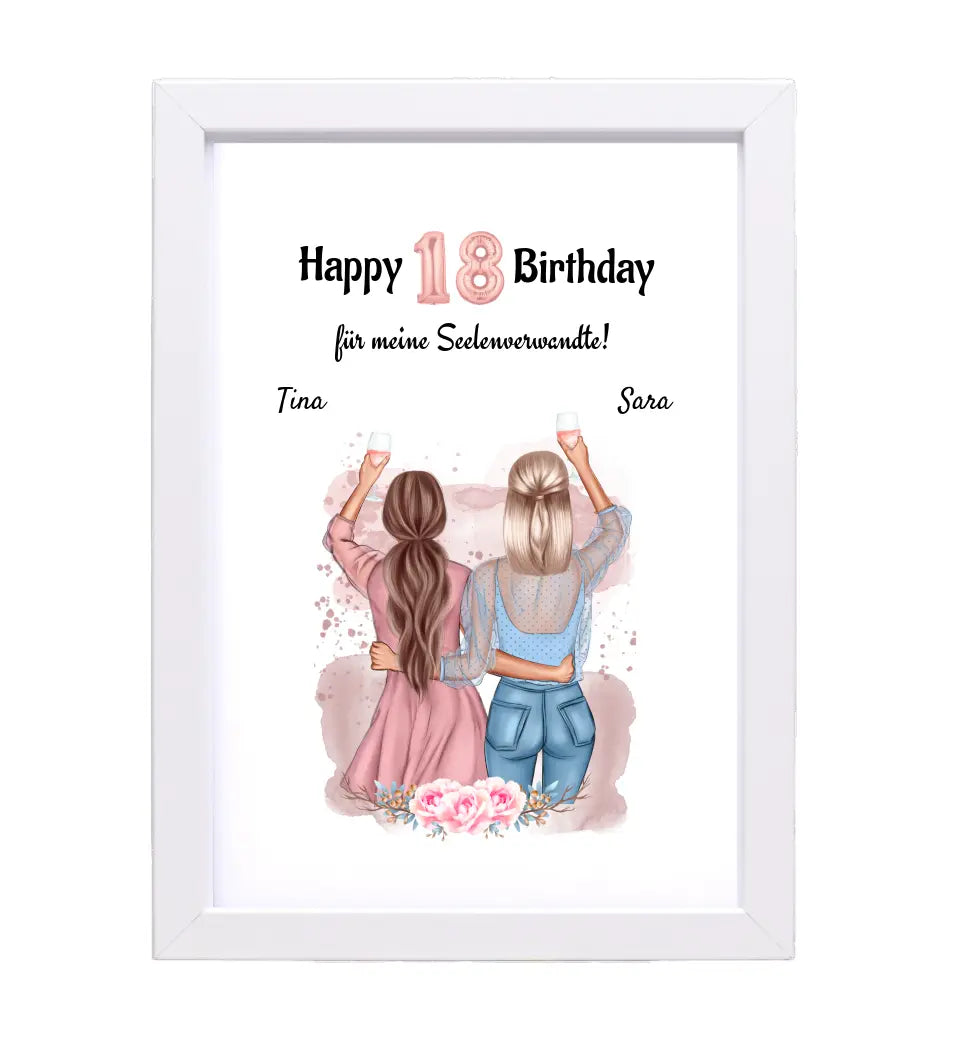 Beste Freundin 18 Geburtstag Geschenk Poster