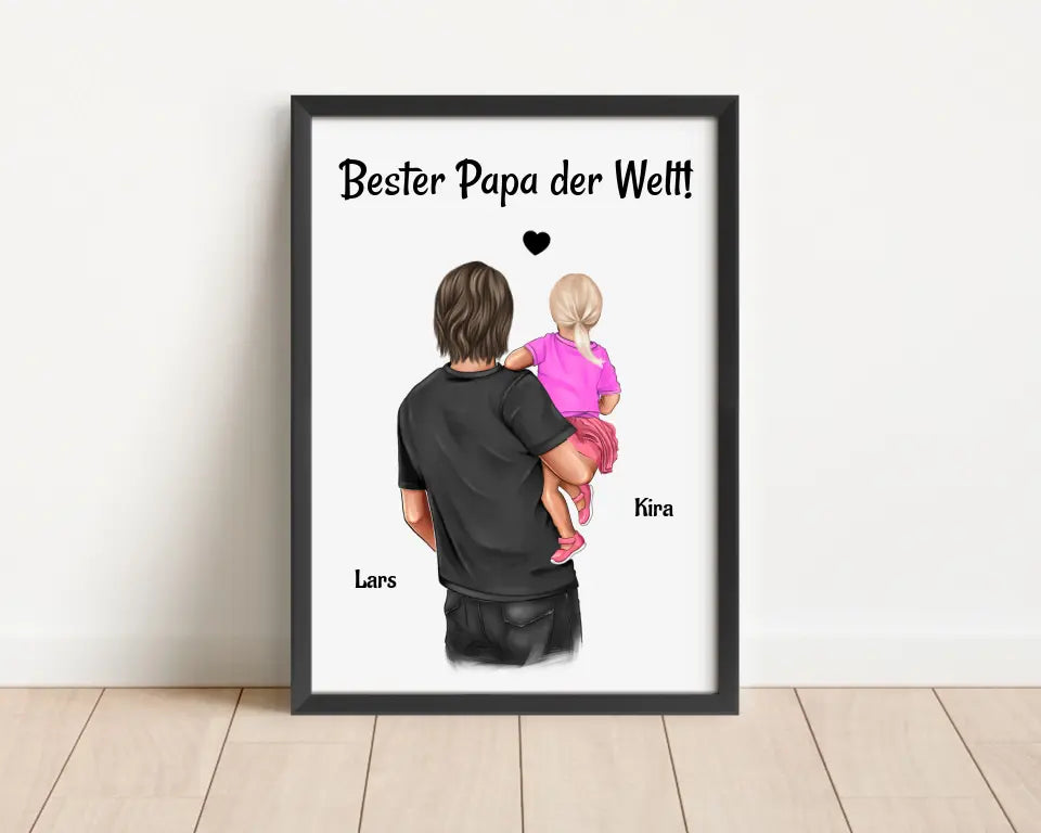 Vater kleine Tochter Bild personalisiert Geschenk für Papa