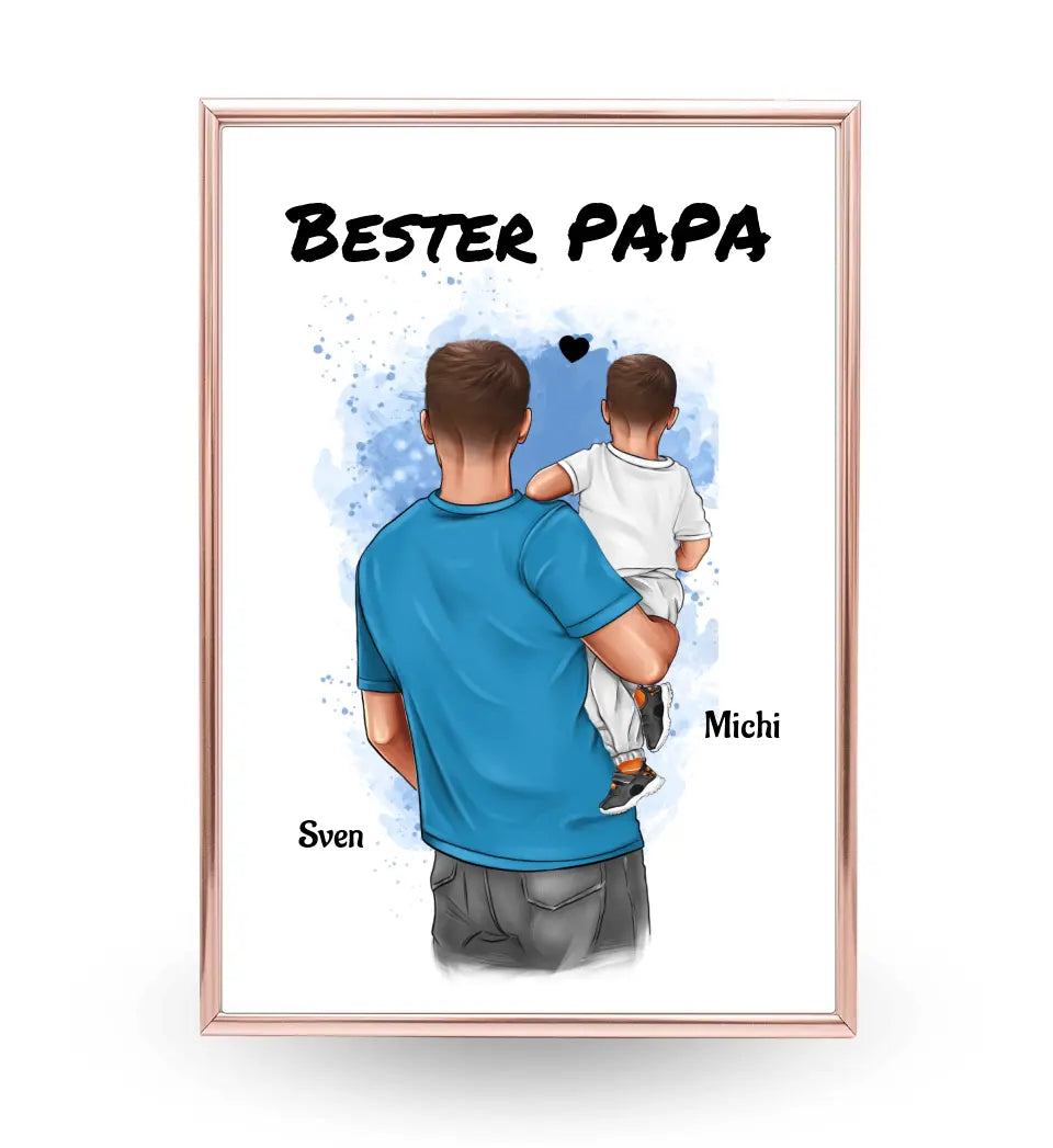 Vater und kleiner Sohn Poster Geschenk personalisiert