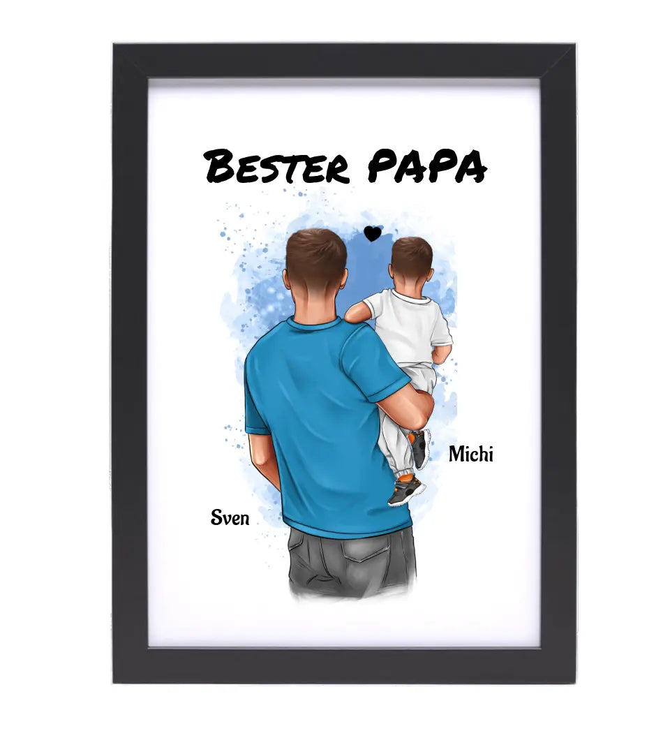 Vater und kleiner Sohn Poster Geschenk personalisiert