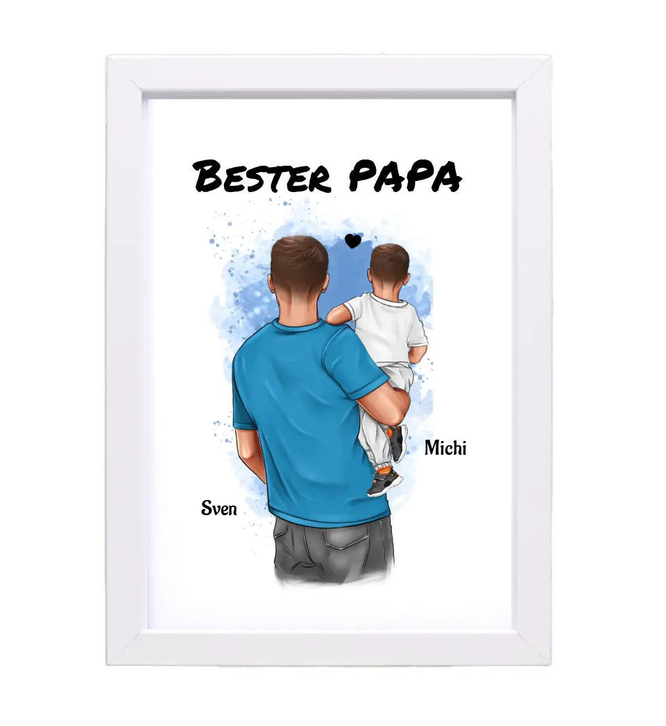 Vater und kleiner Sohn Poster Geschenk personalisiert