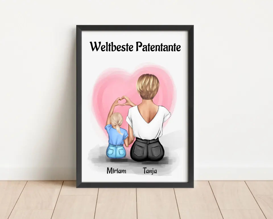 Patentante Geschenk Bild mit Patenkind Mädchen