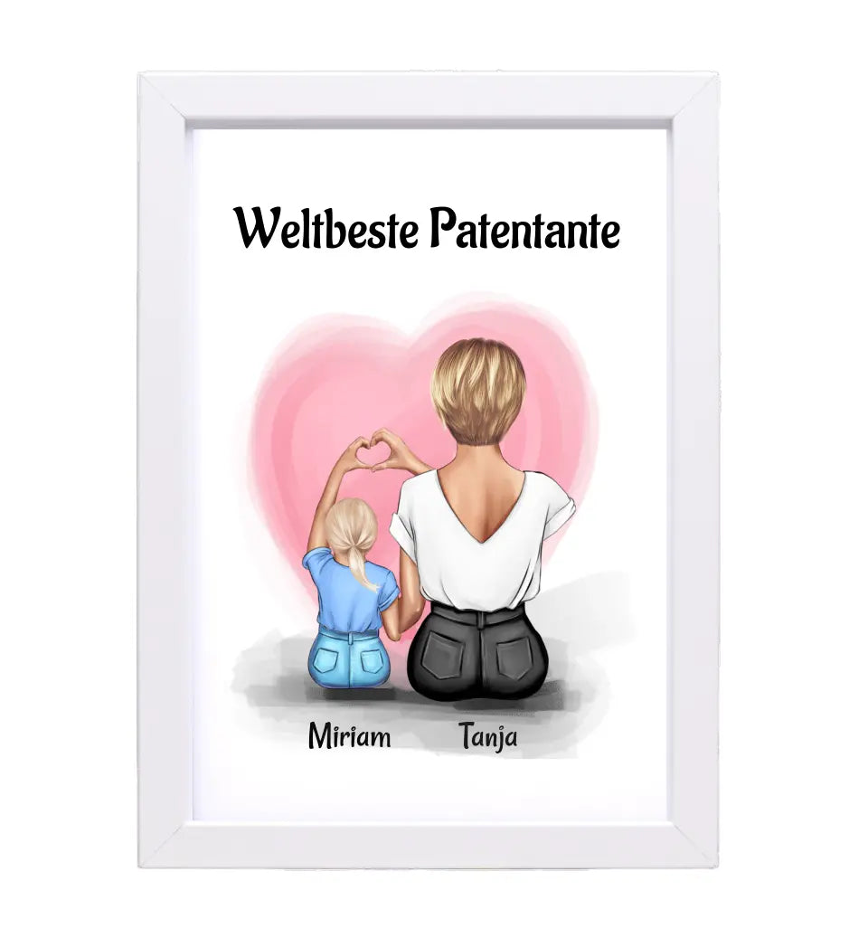 Patentante Geschenk Bild mit Patenkind Mädchen