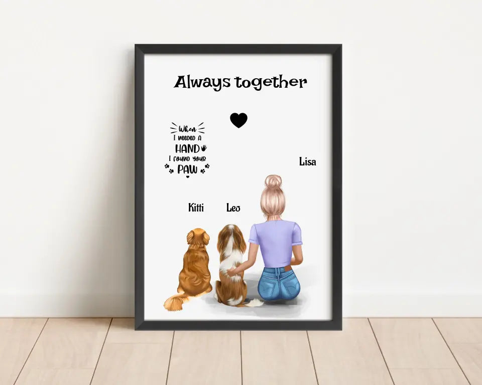 Mädchen mit 2 Hunden Poster Geschenk