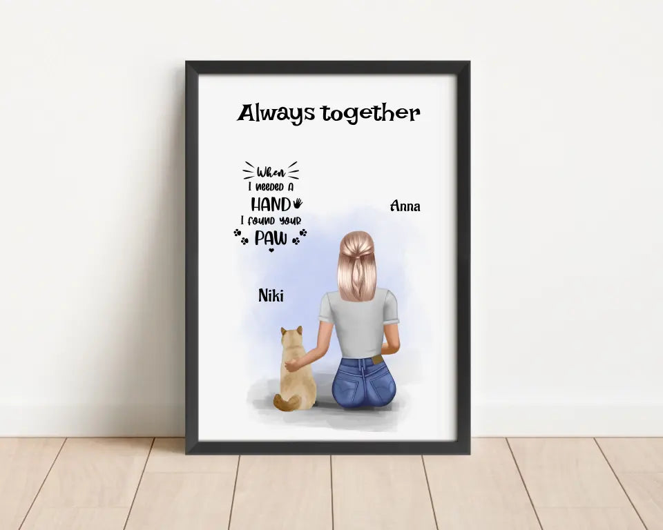 Mädchen mit Katze Poster Geschenk personalisiert