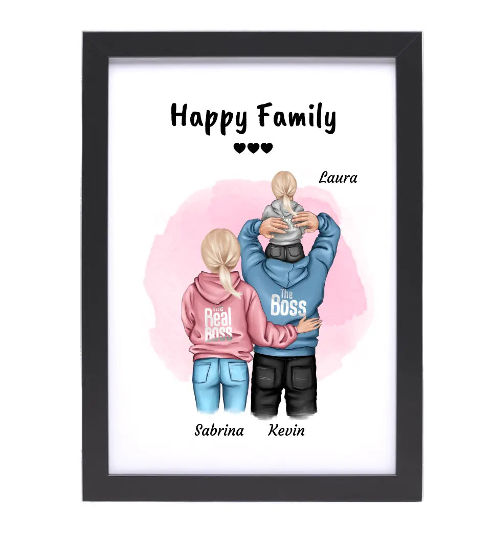 Familie Bild Mama Papa & Kind personalisiert