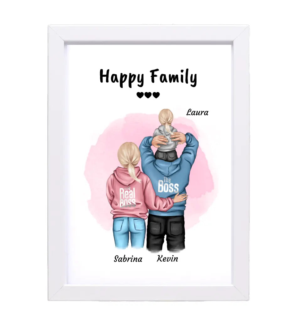 Familie Bild Mama Papa & Kind personalisiert