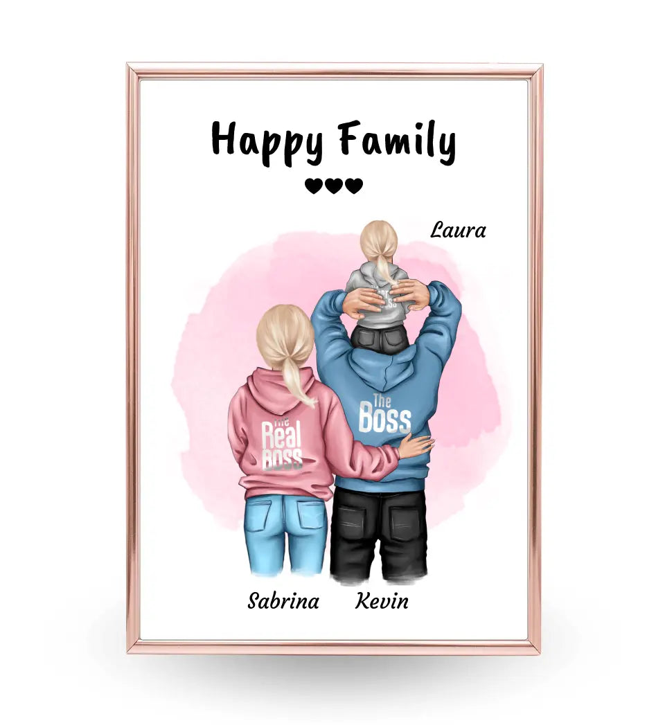 Familie Bild Mama Papa & Kind personalisiert