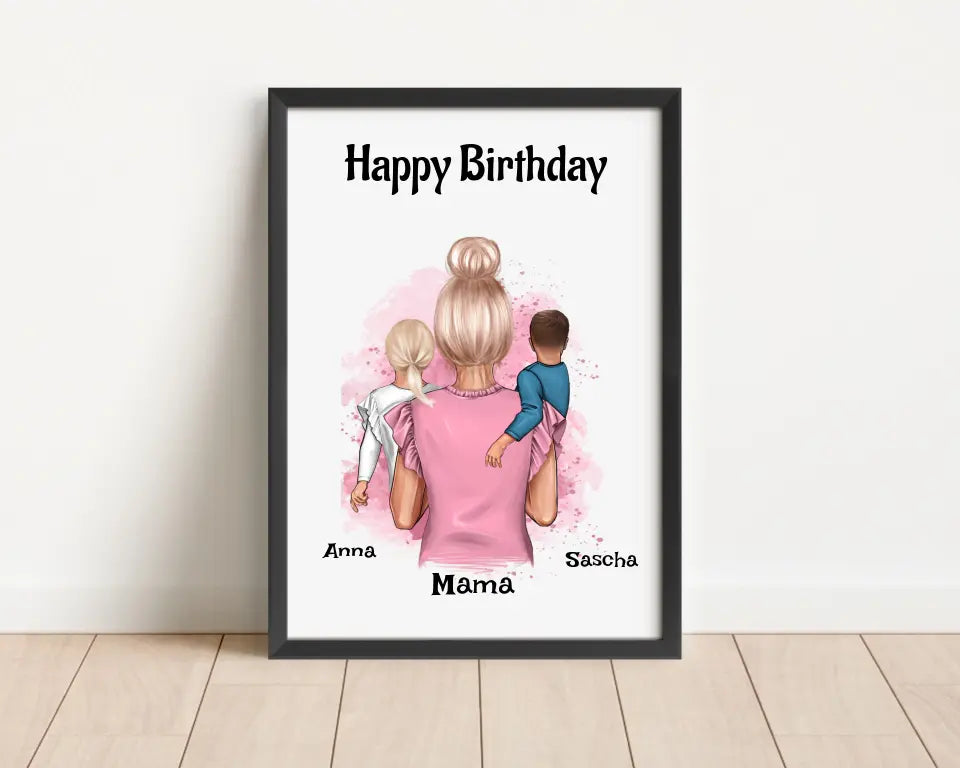 Mama Geburtstagsgeschenk Poster mit Kinder