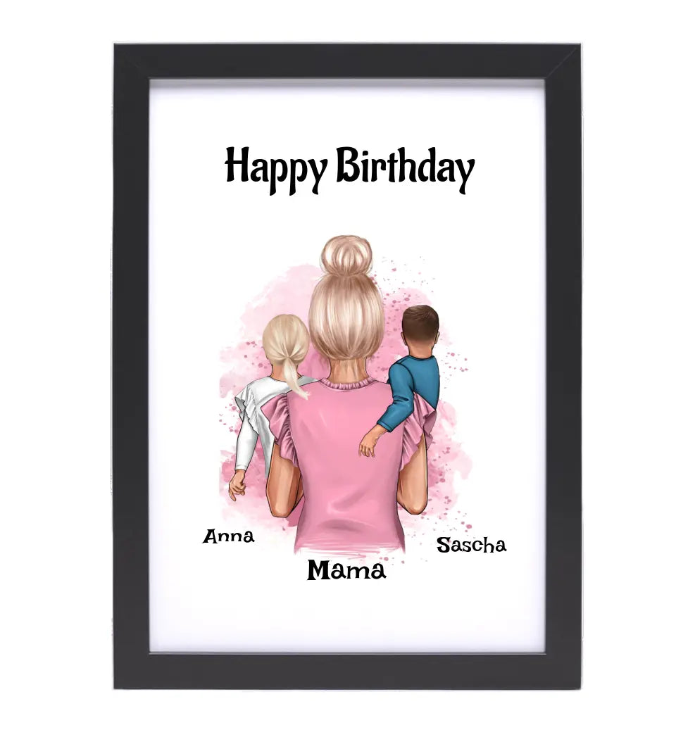 Mama Geburtstagsgeschenk Poster mit Kinder